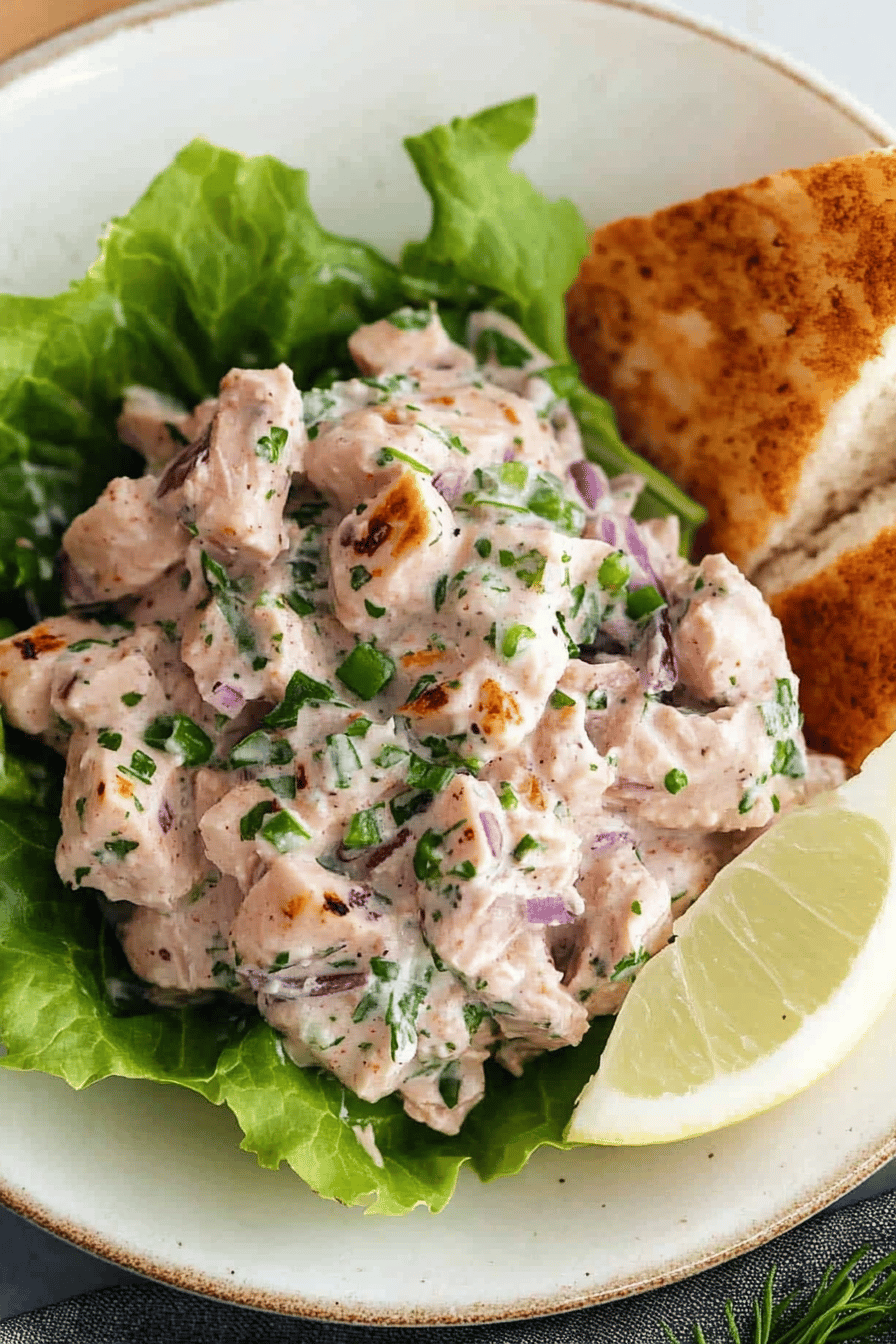 tuna salad ingredients organized and measured on kitchen counter