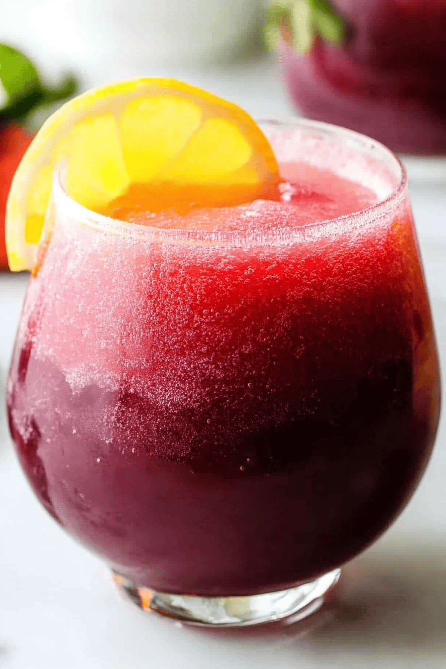 wine slushies slice on plate showing perfect texture and swirl pattern