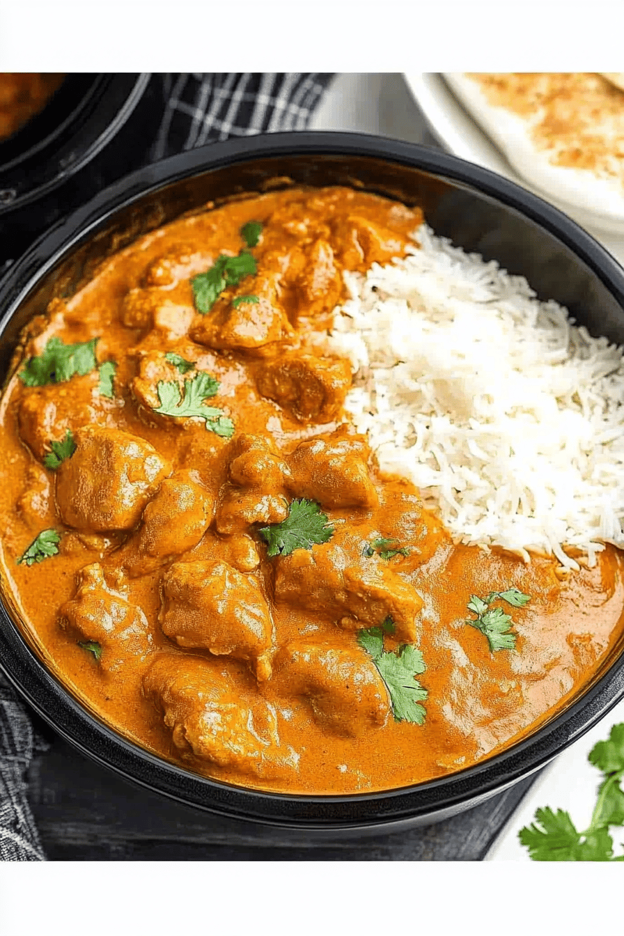 Butter Chicken slice on plate showing perfect texture and swirl pattern