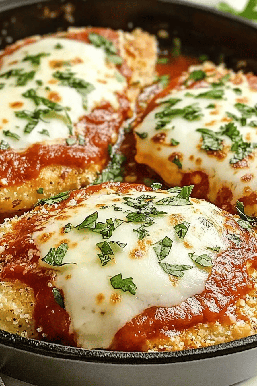 Chicken Parmesan recipes slice on plate showing perfect texture and swirl pattern