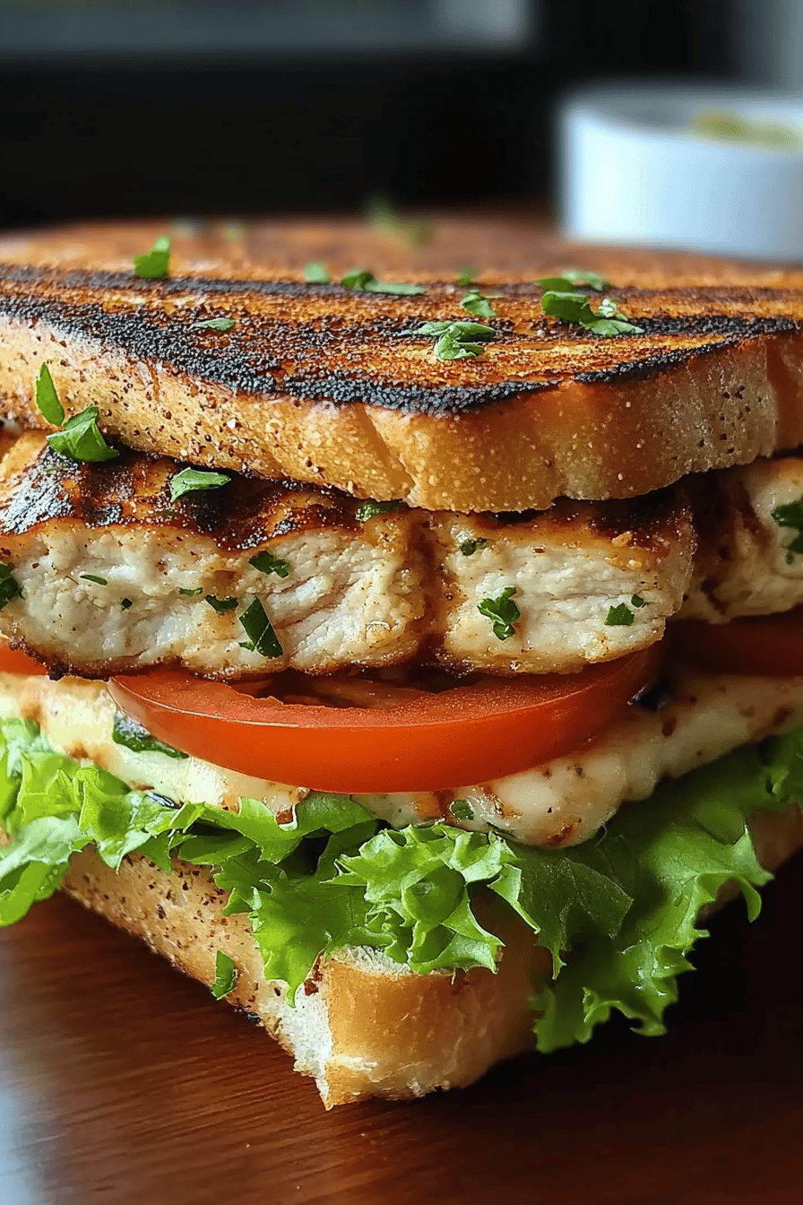 Chicken sandwich recipe slice on plate showing perfect texture and swirl pattern