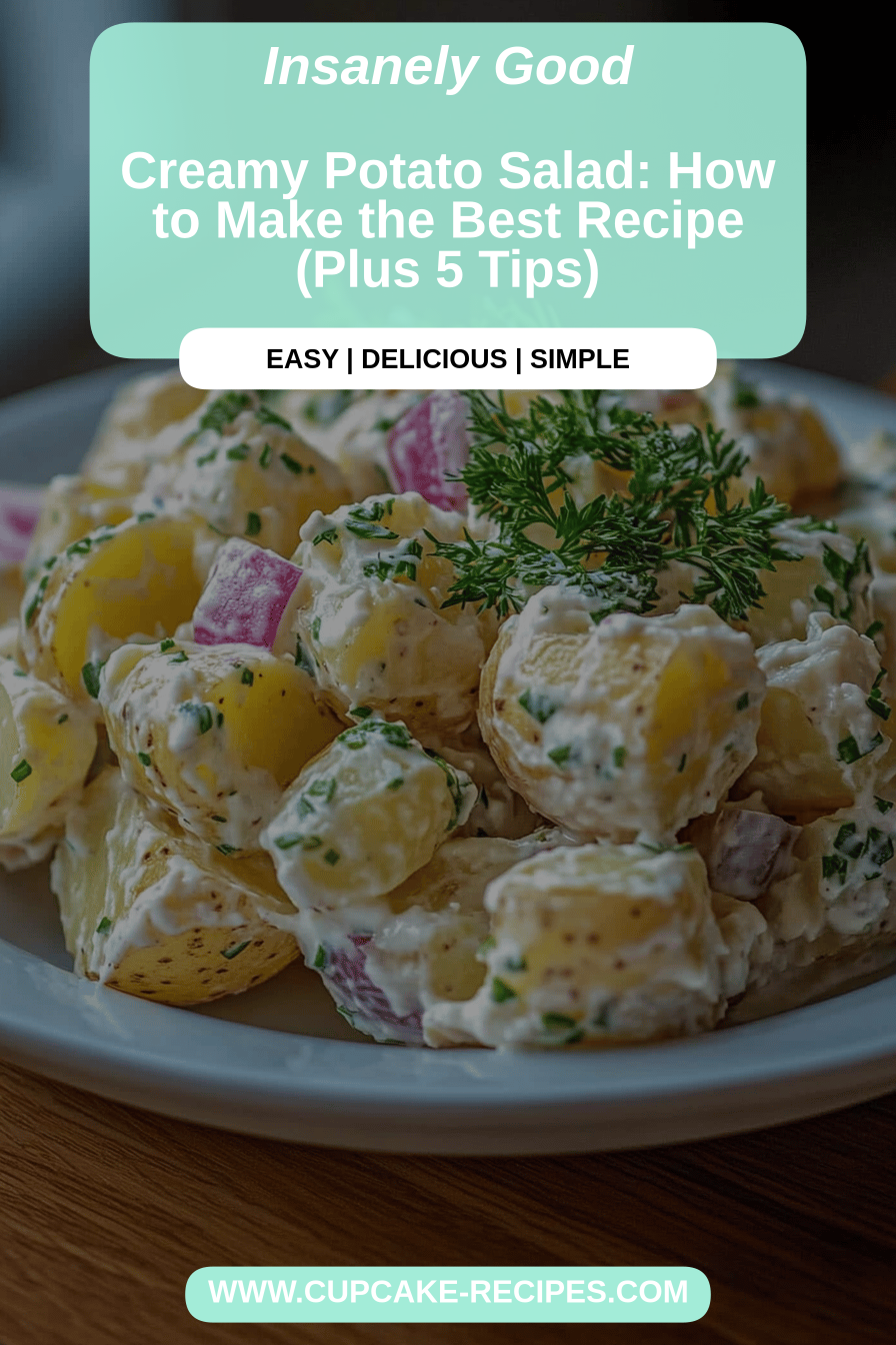 Creamy potato salad final dish beautifully presented and ready to serve