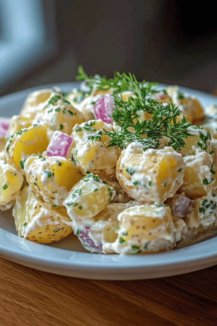 Creamy potato salad ingredients organized and measured on kitchen counter