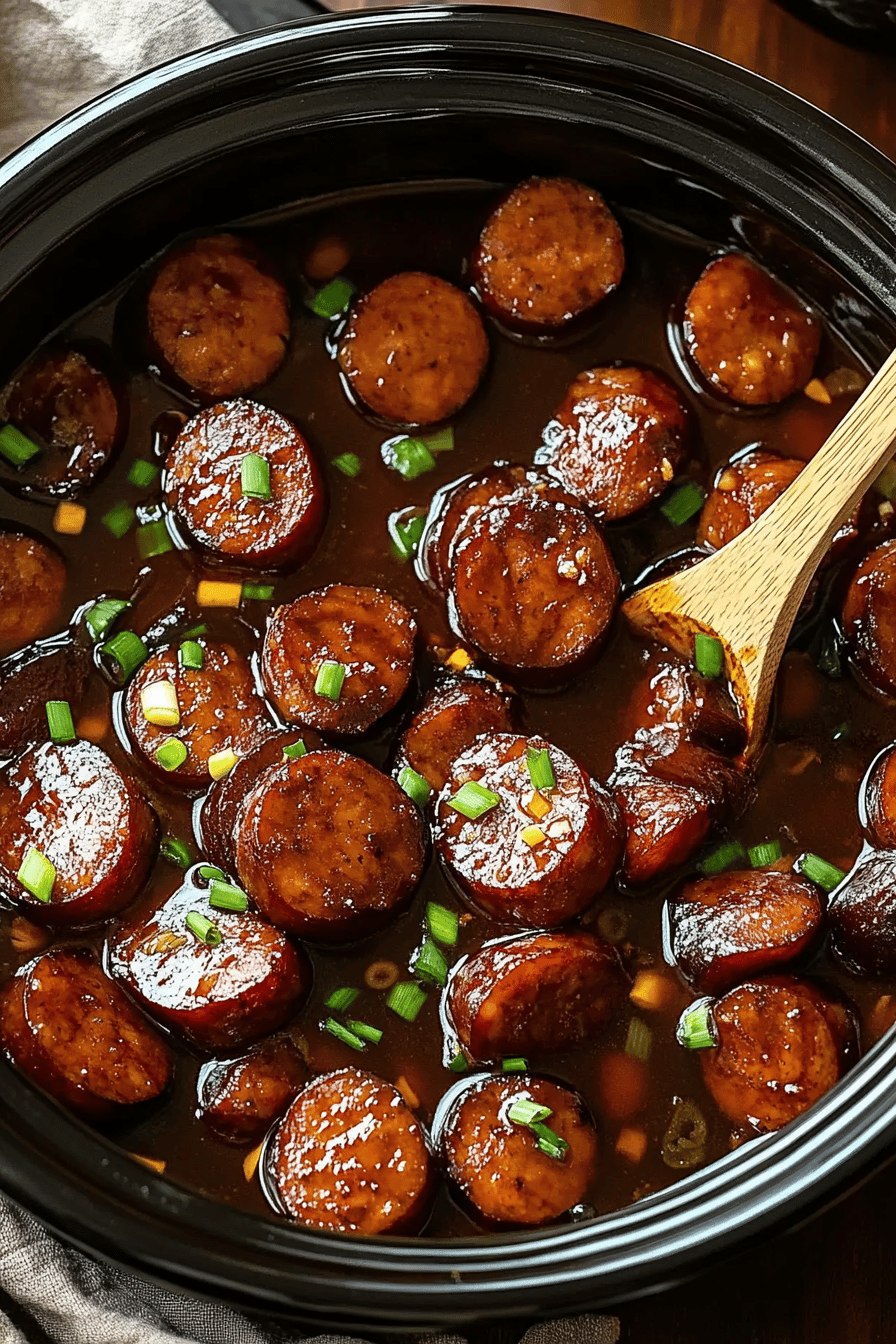 Crock Pot Kielbasa slice on plate showing perfect texture and swirl pattern