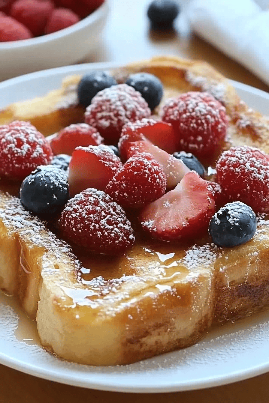 French toast casserole slice on plate showing perfect texture and swirl pattern