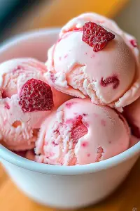 Homemade strawberry ice cream