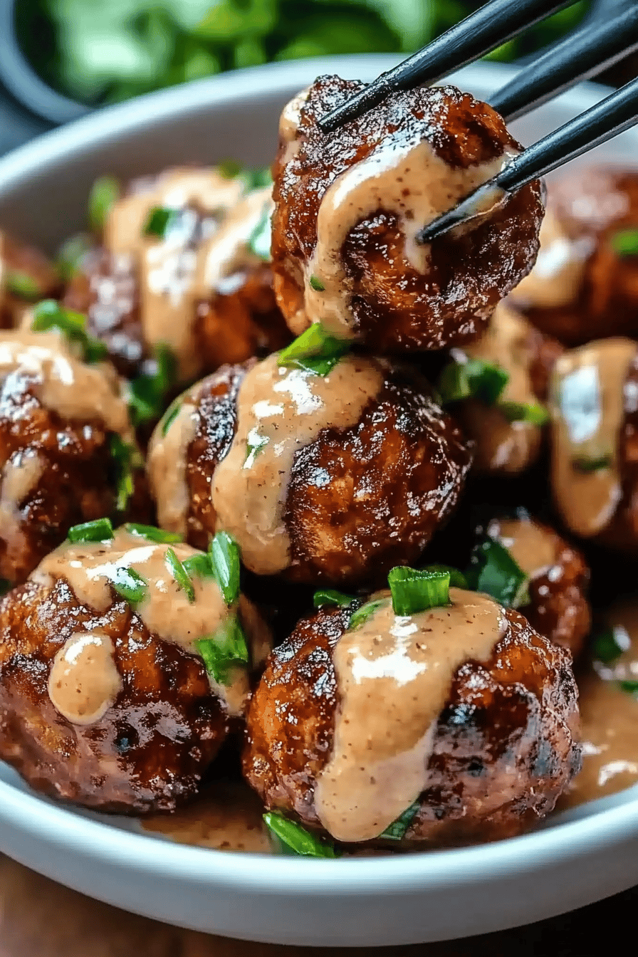 Korean BBQ meatballs slice on plate showing perfect texture and swirl pattern