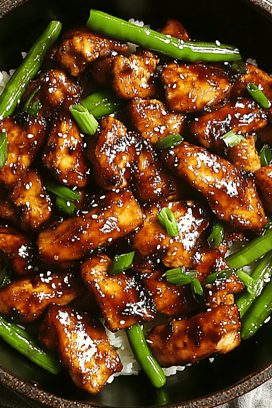 Mongolian Chicken slice on plate showing perfect texture and swirl pattern
