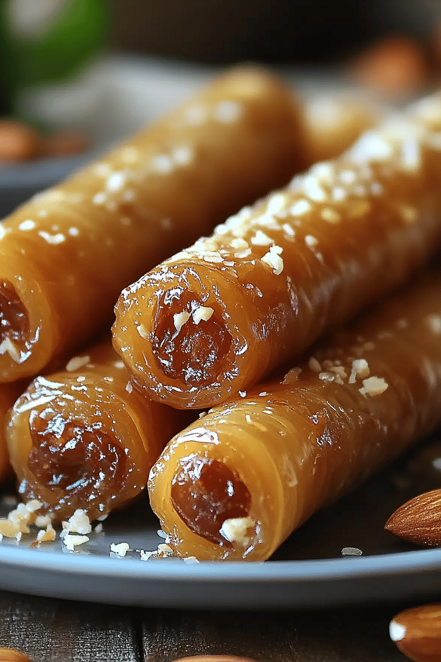 Moroccan honey almond cigars ingredients organized and measured on kitchen counter