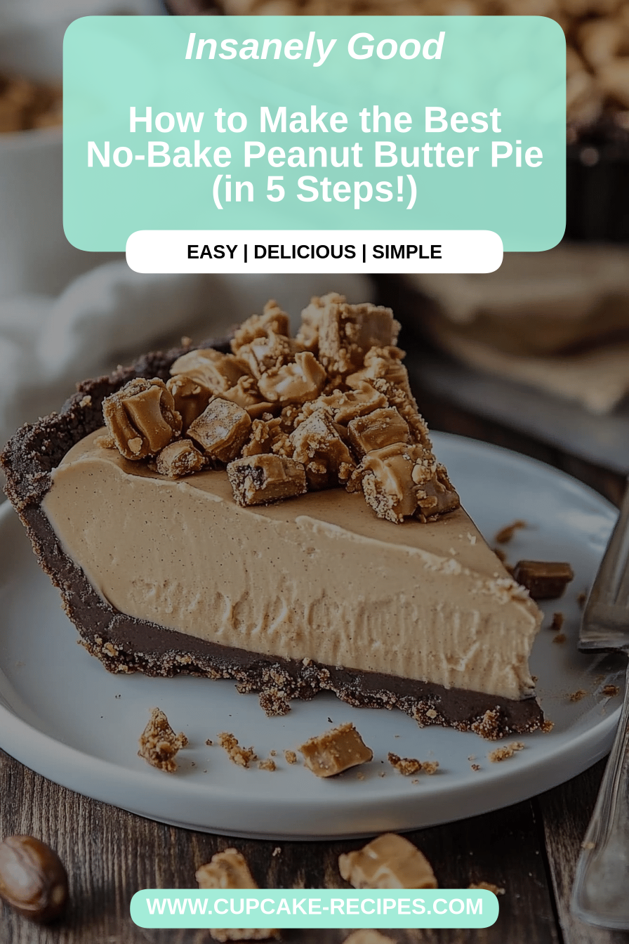 No-bake peanut butter pie final dish beautifully presented and ready to serve