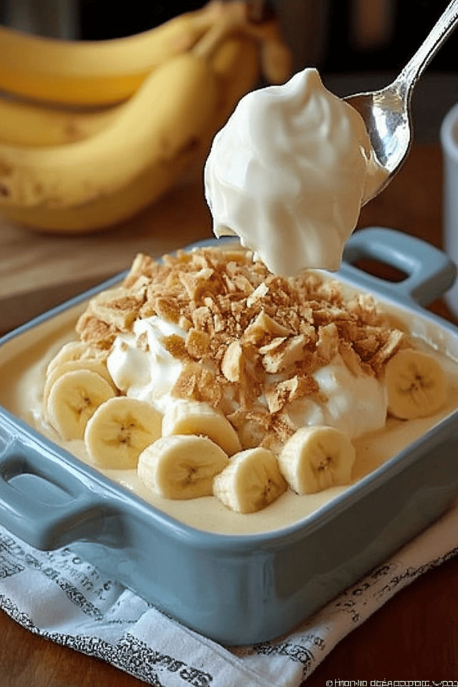 Paula Deen banana pudding slice on plate showing perfect texture and swirl pattern