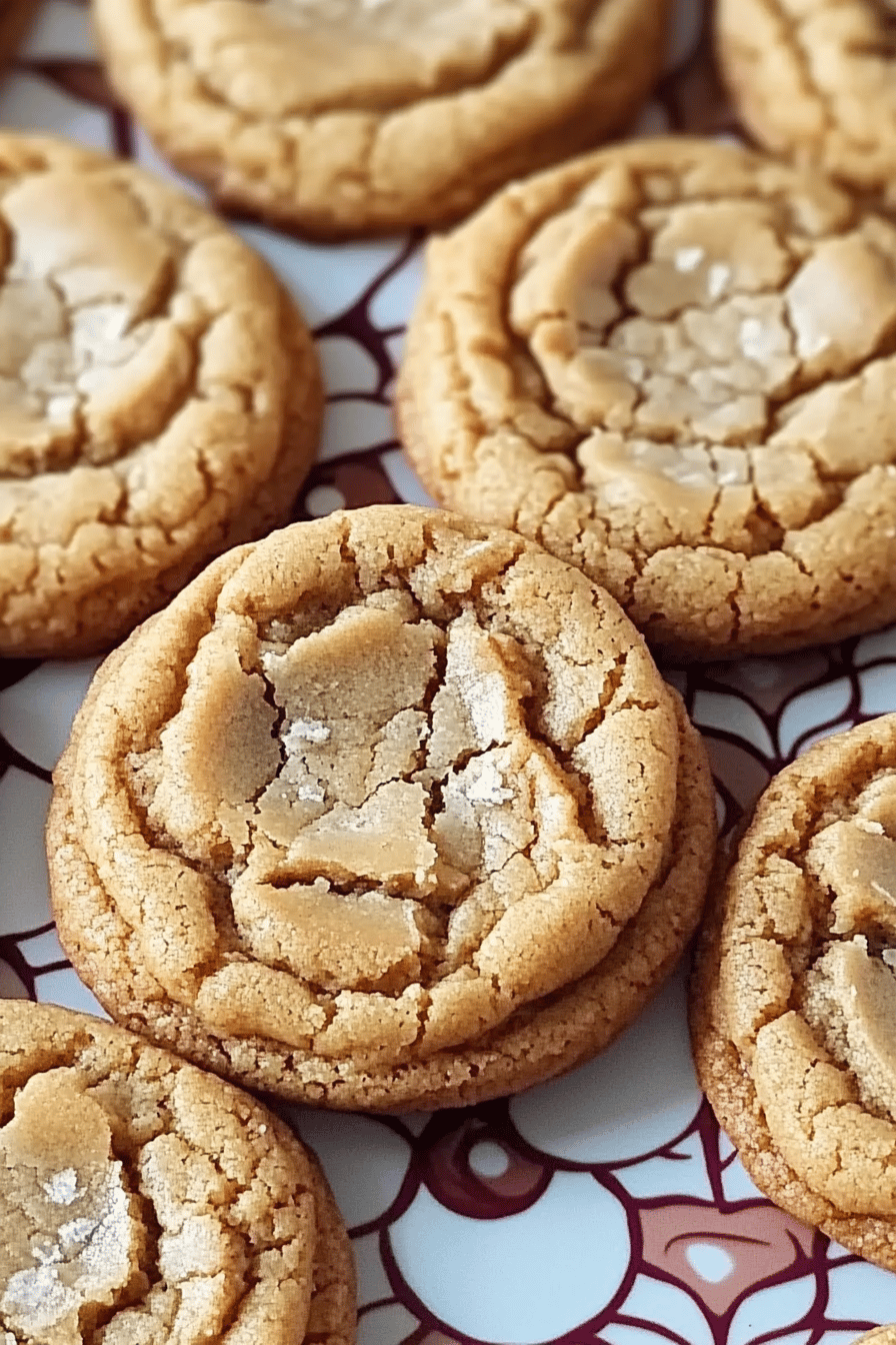 Peanut butter cookies slice on plate showing perfect texture and swirl pattern