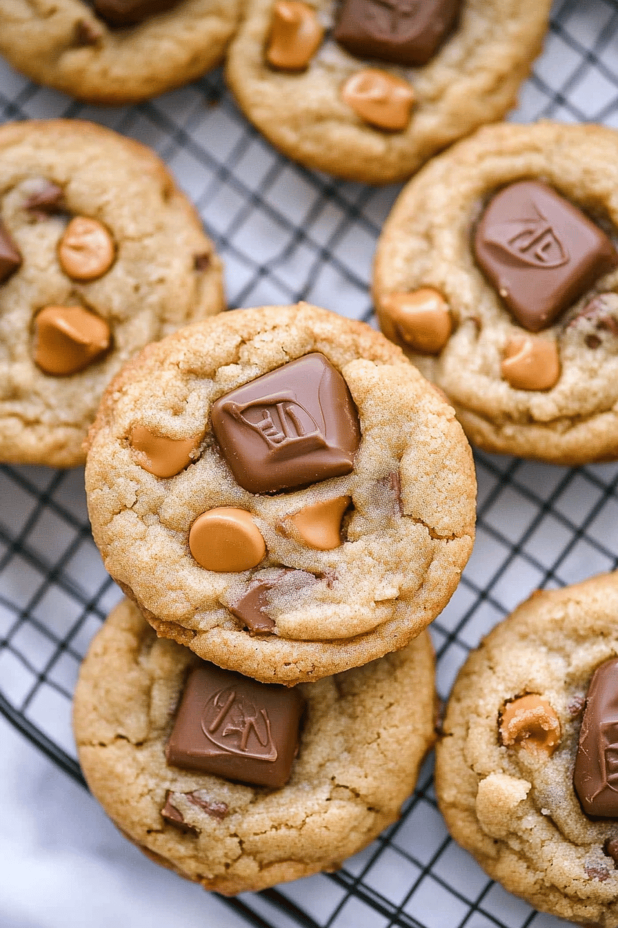 Peanut butter cup cookies slice on plate showing perfect texture and swirl pattern