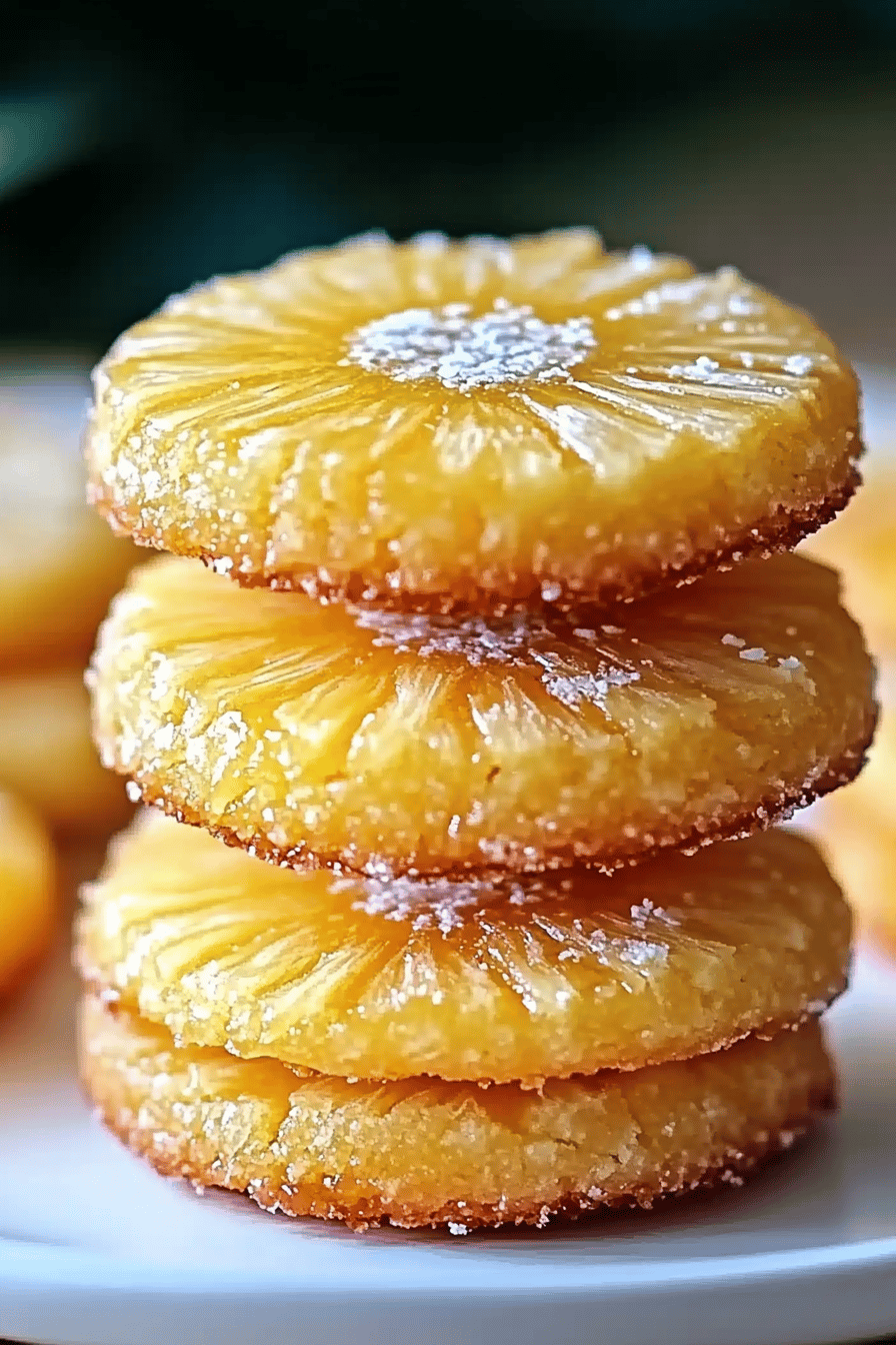 Pineapple upside down cookies ingredients organized and measured on kitchen counter