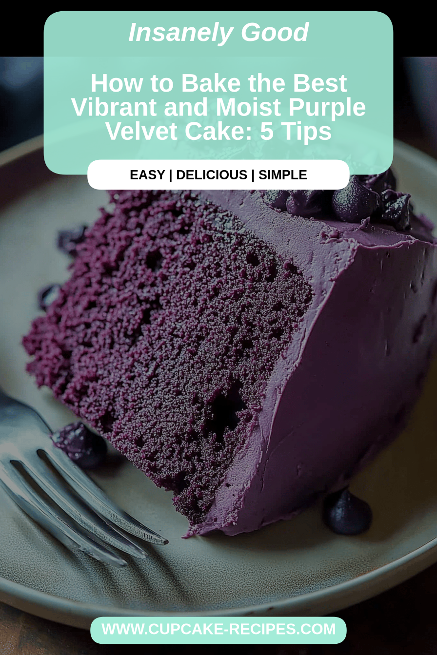 Purple velvet cake final dish beautifully presented and ready to serve