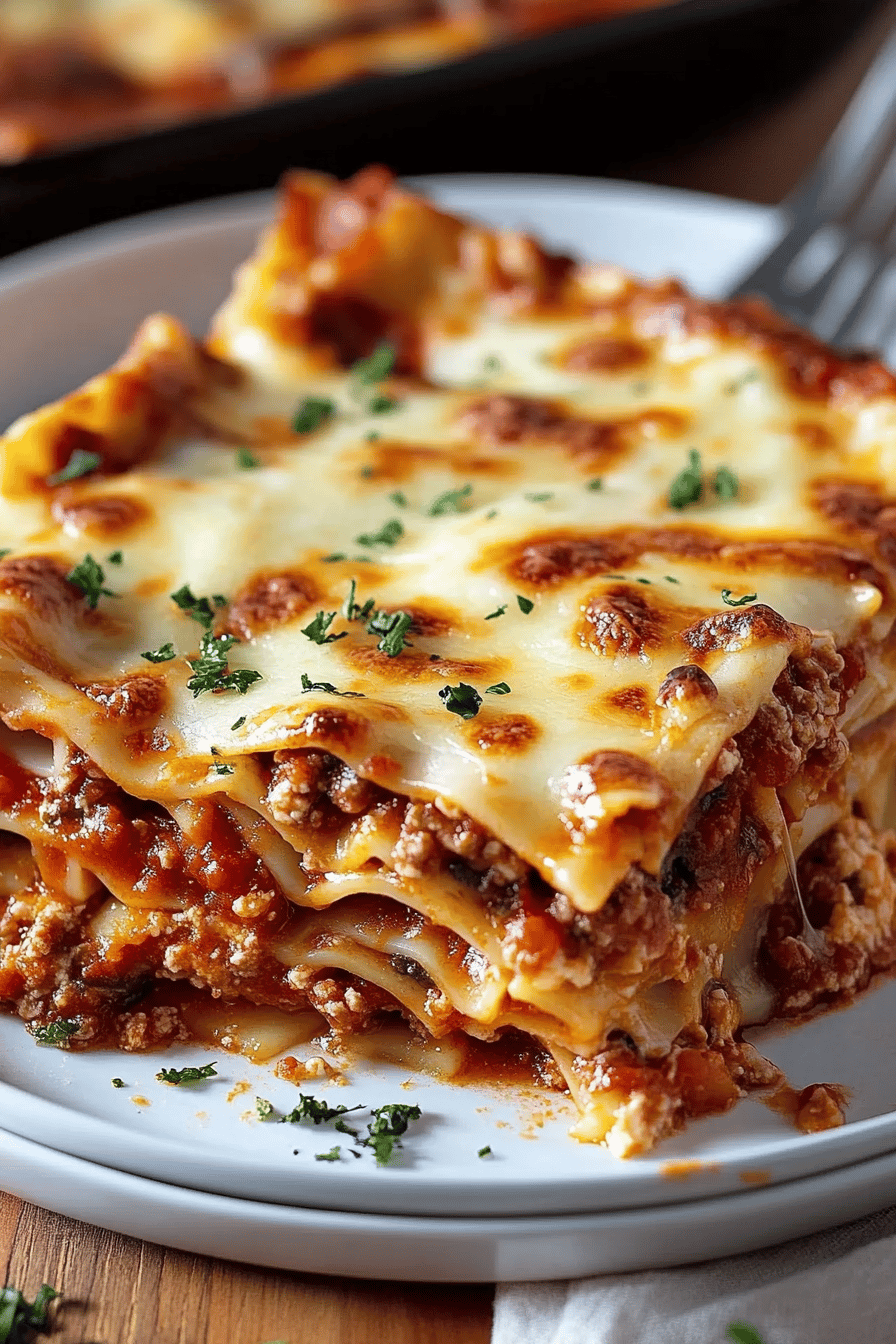 Quick Classic Lasagna slice on plate showing perfect texture and swirl pattern