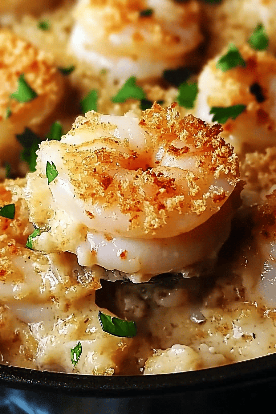 Shrimp casserole slice on plate showing perfect texture and swirl pattern
