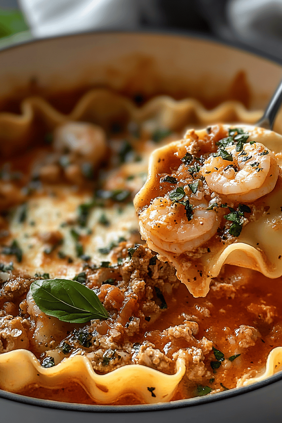 Shrimp scampi recipes slice on plate showing perfect texture and swirl pattern