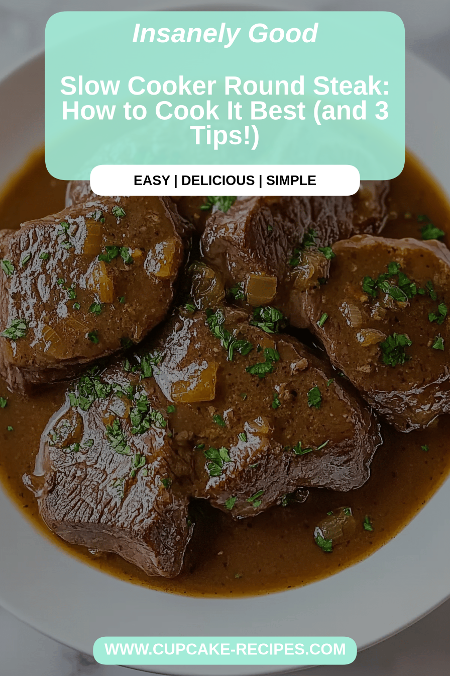 Slow cooker round steak final dish beautifully presented and ready to serve