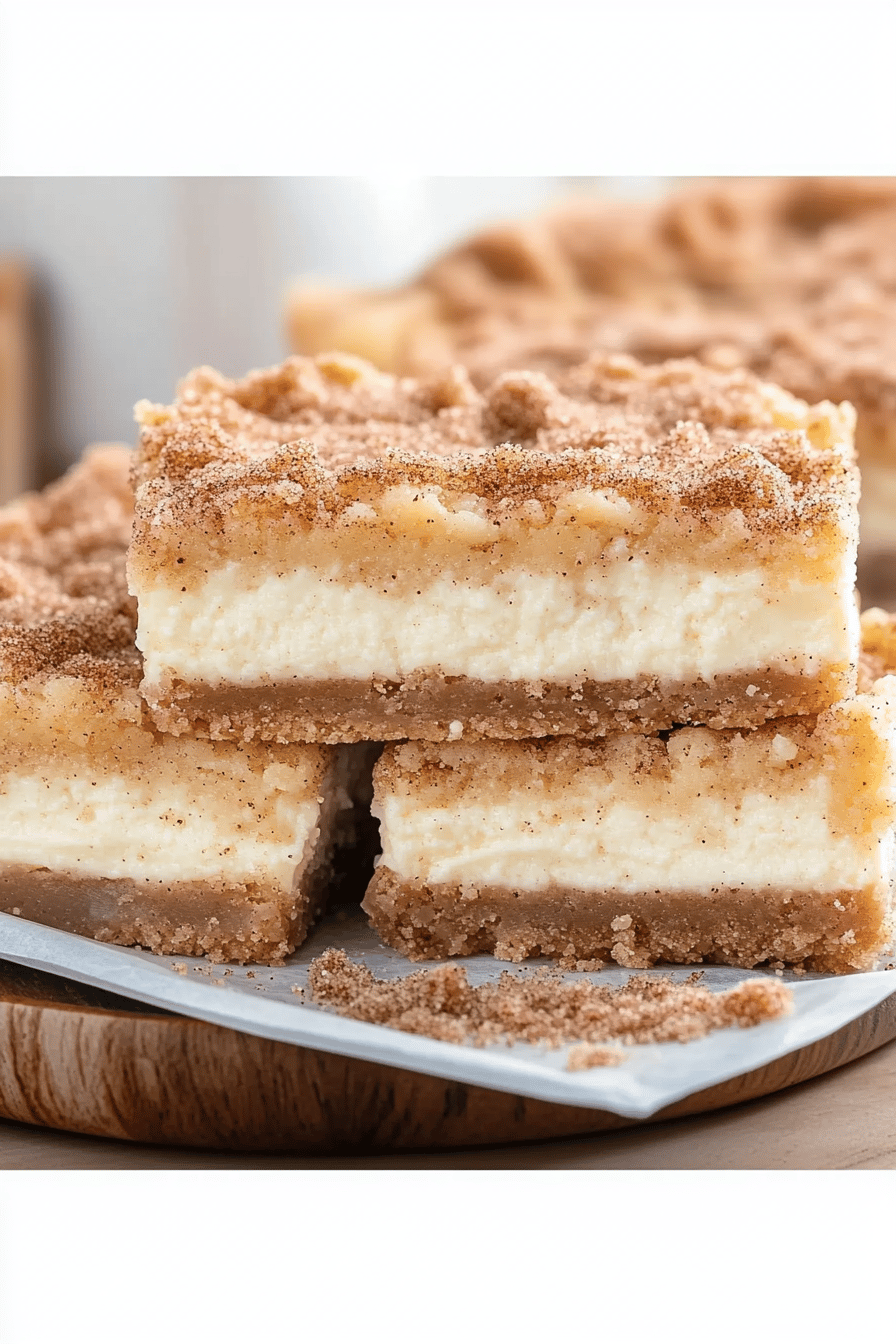 Snickerdoodle cheesecake bars slice on plate showing perfect texture and swirl pattern