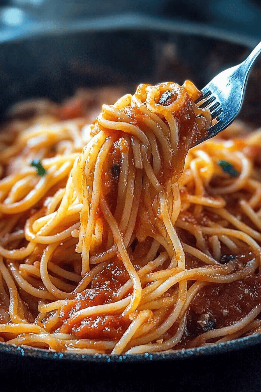 Spaghetti recipe ingredients organized and measured on kitchen counter