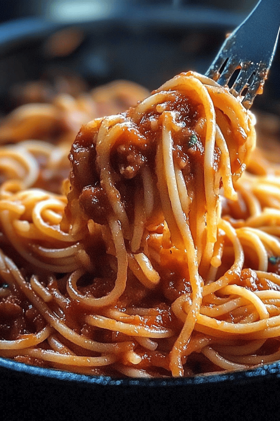 Spaghetti recipe slice on plate showing perfect texture and swirl pattern