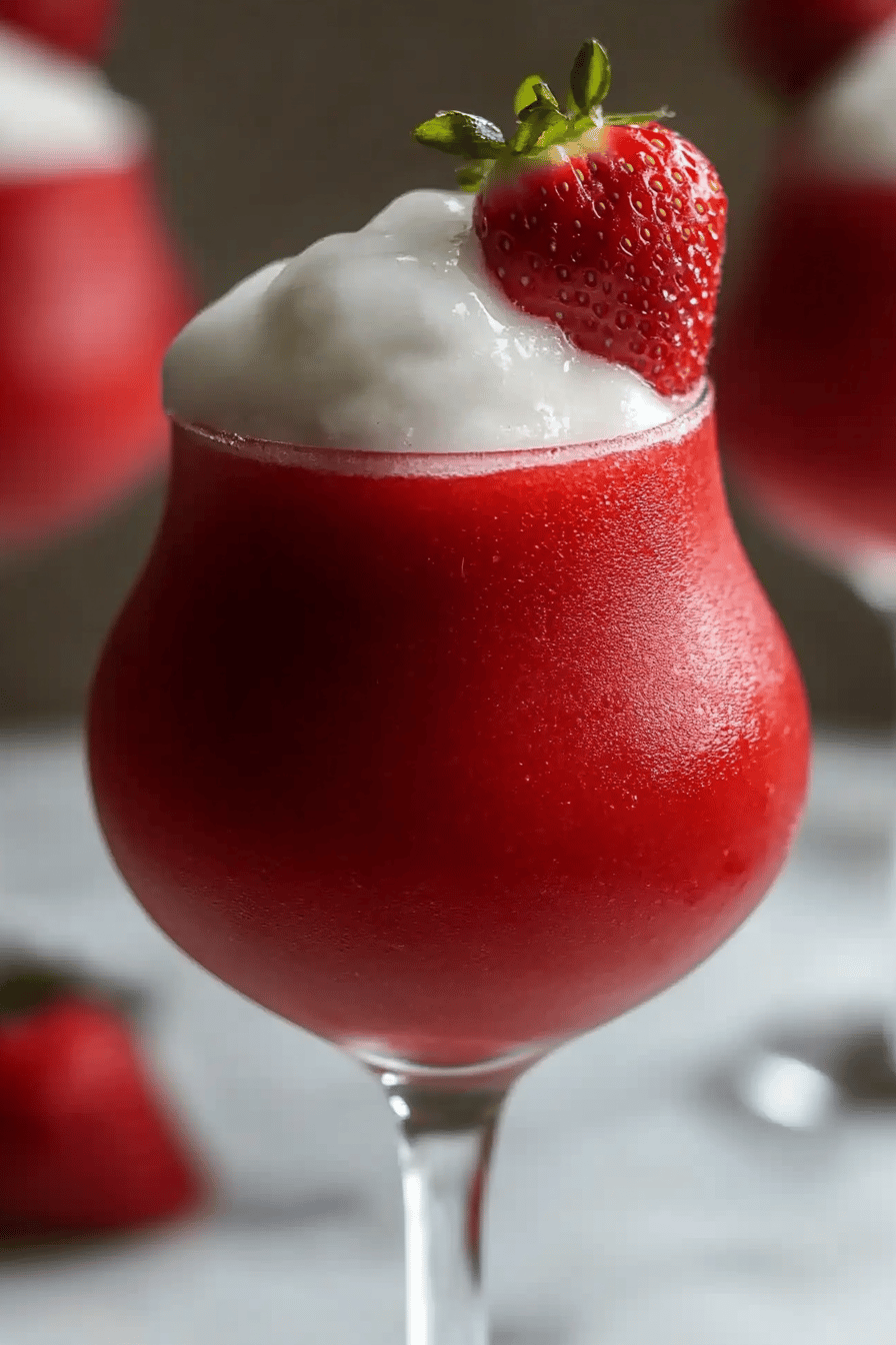 Strawberry Daiquiri slice on plate showing perfect texture and swirl pattern