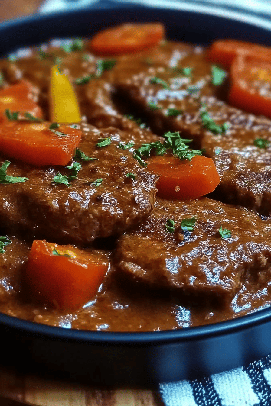 Swiss steak ingredients organized and measured on kitchen counter