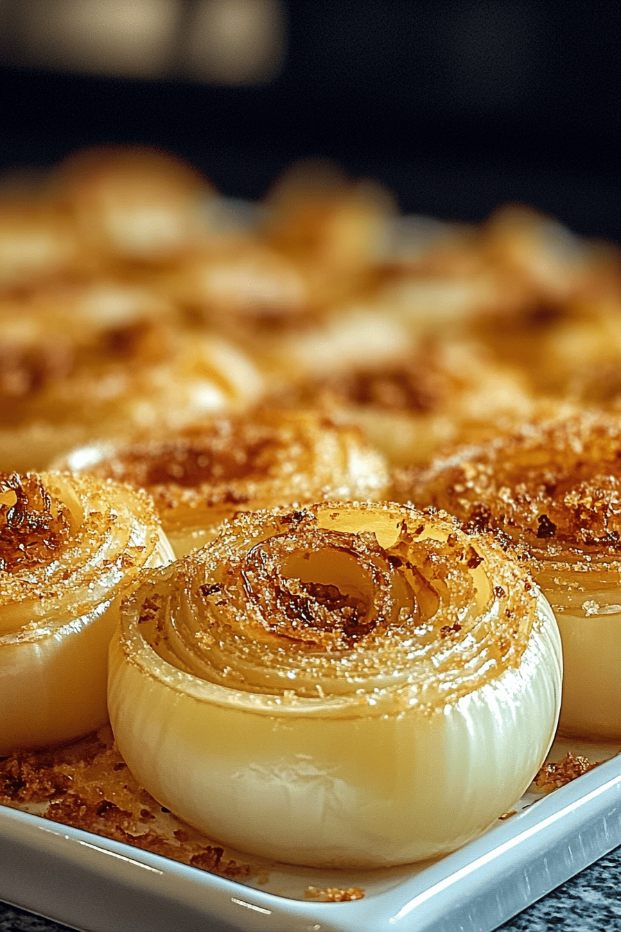 Tennessee onions recipe slice on plate showing perfect texture and swirl pattern