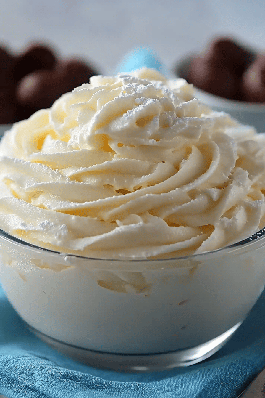 Whipped pudding frosting ingredients organized and measured on kitchen counter
