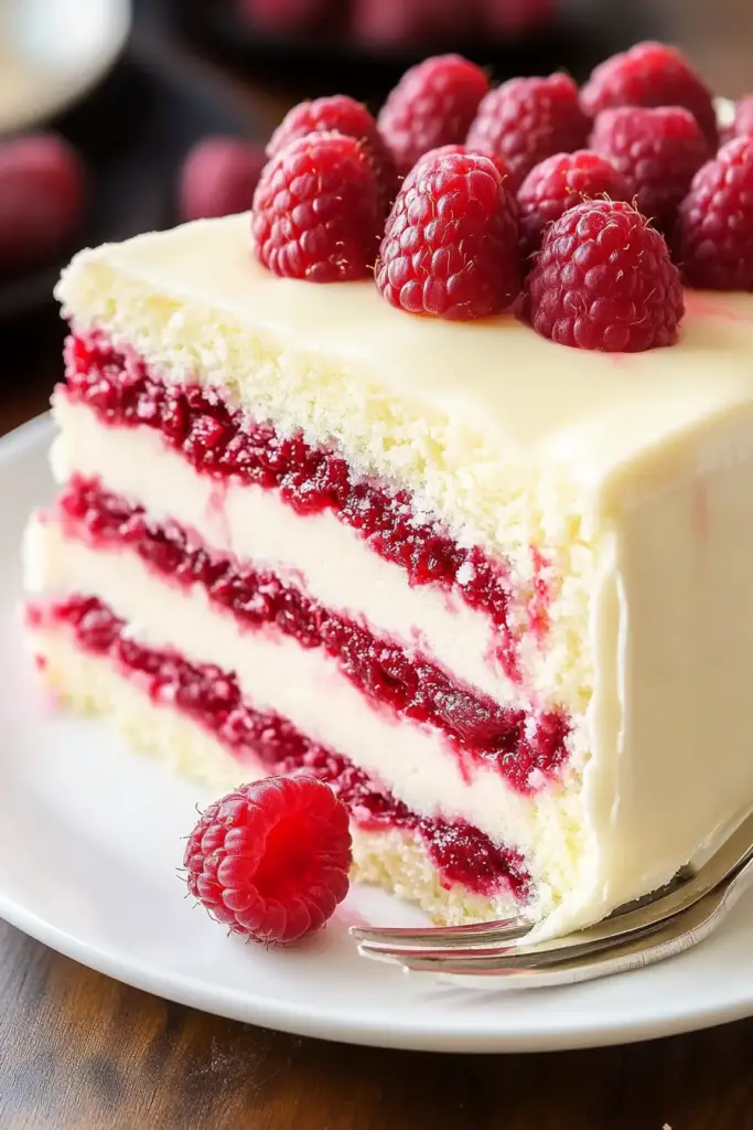 White chocolate raspberry cake