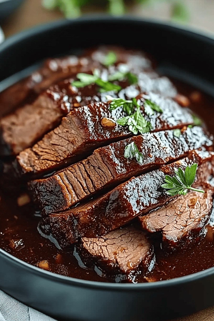 beef brisket ingredients organized and measured on kitchen counter