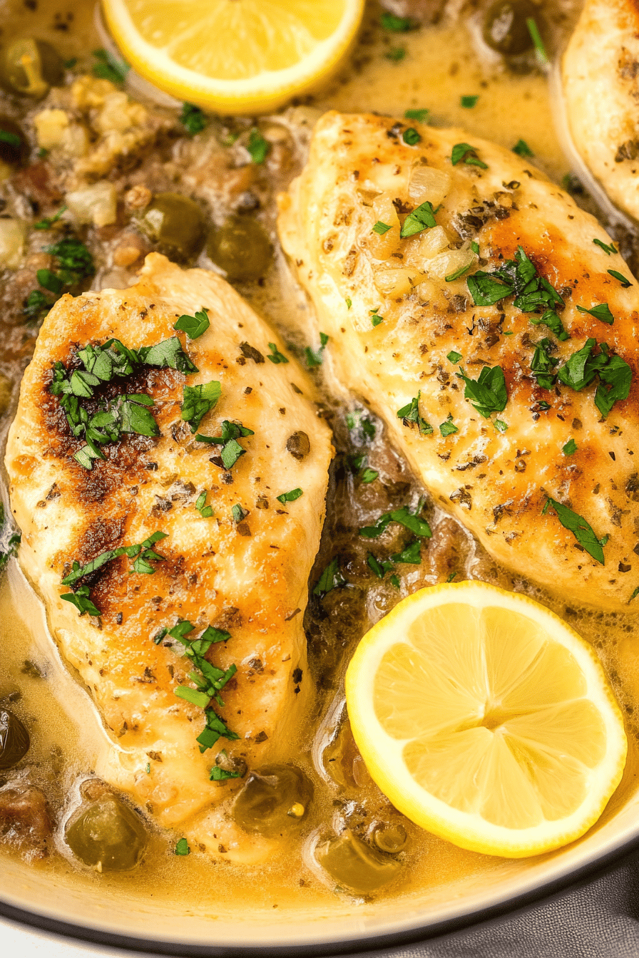chicken piccata ingredients organized and measured on kitchen counter