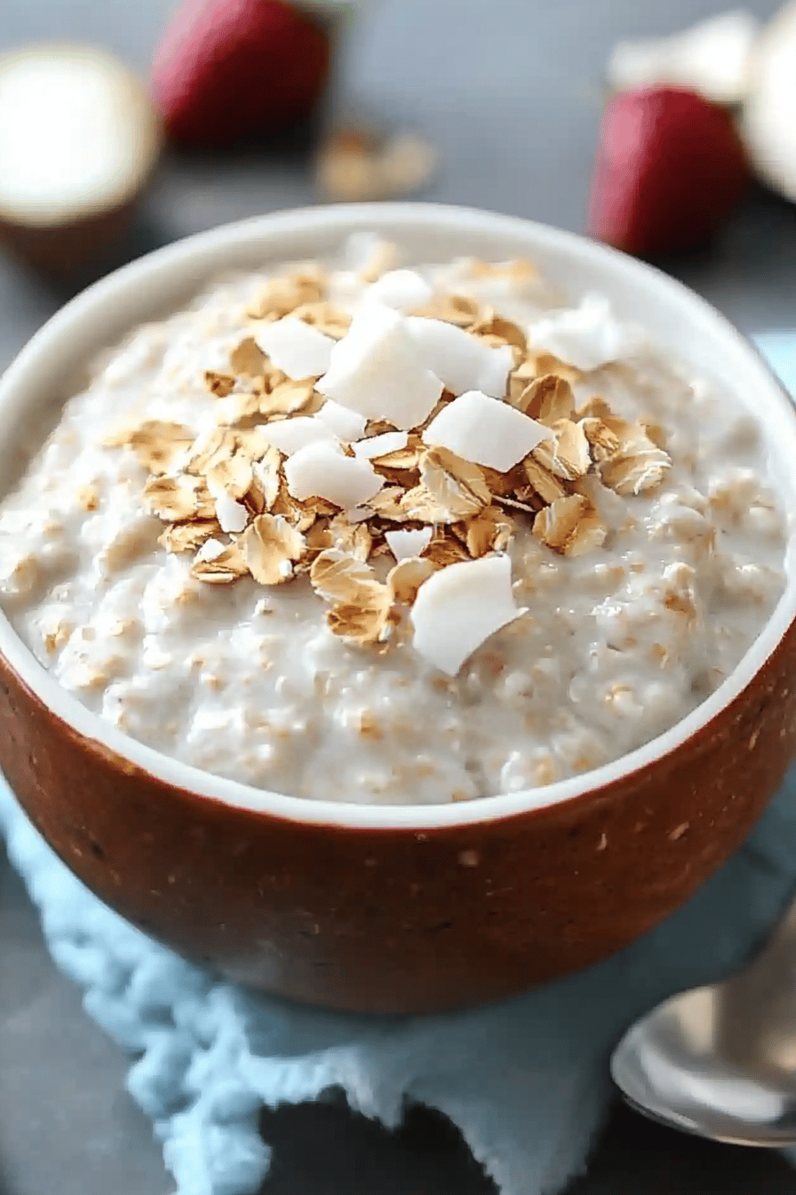 coconut cream pie oats ingredients organized and measured on kitchen counter