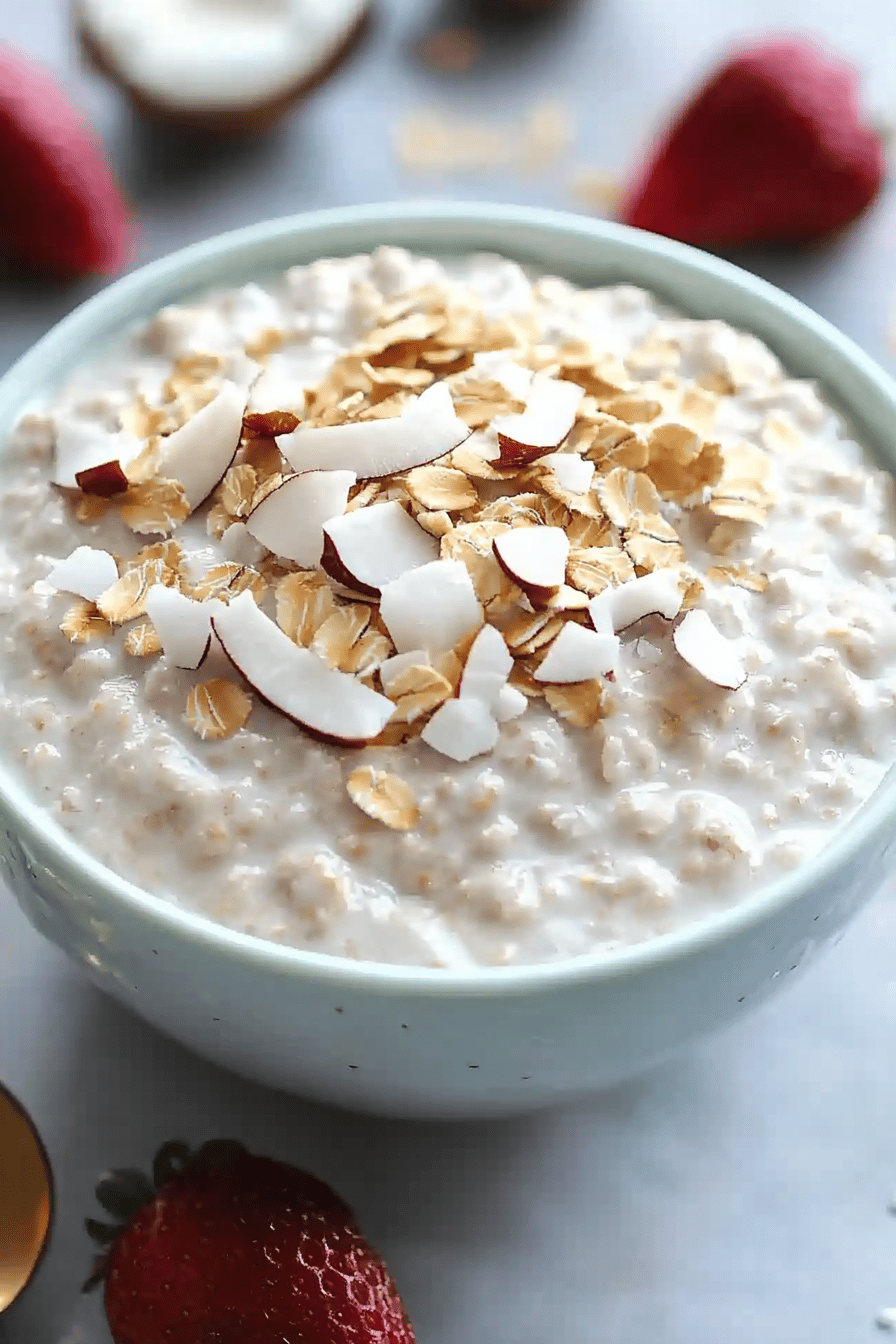 coconut cream pie oats slice on plate showing perfect texture and swirl pattern