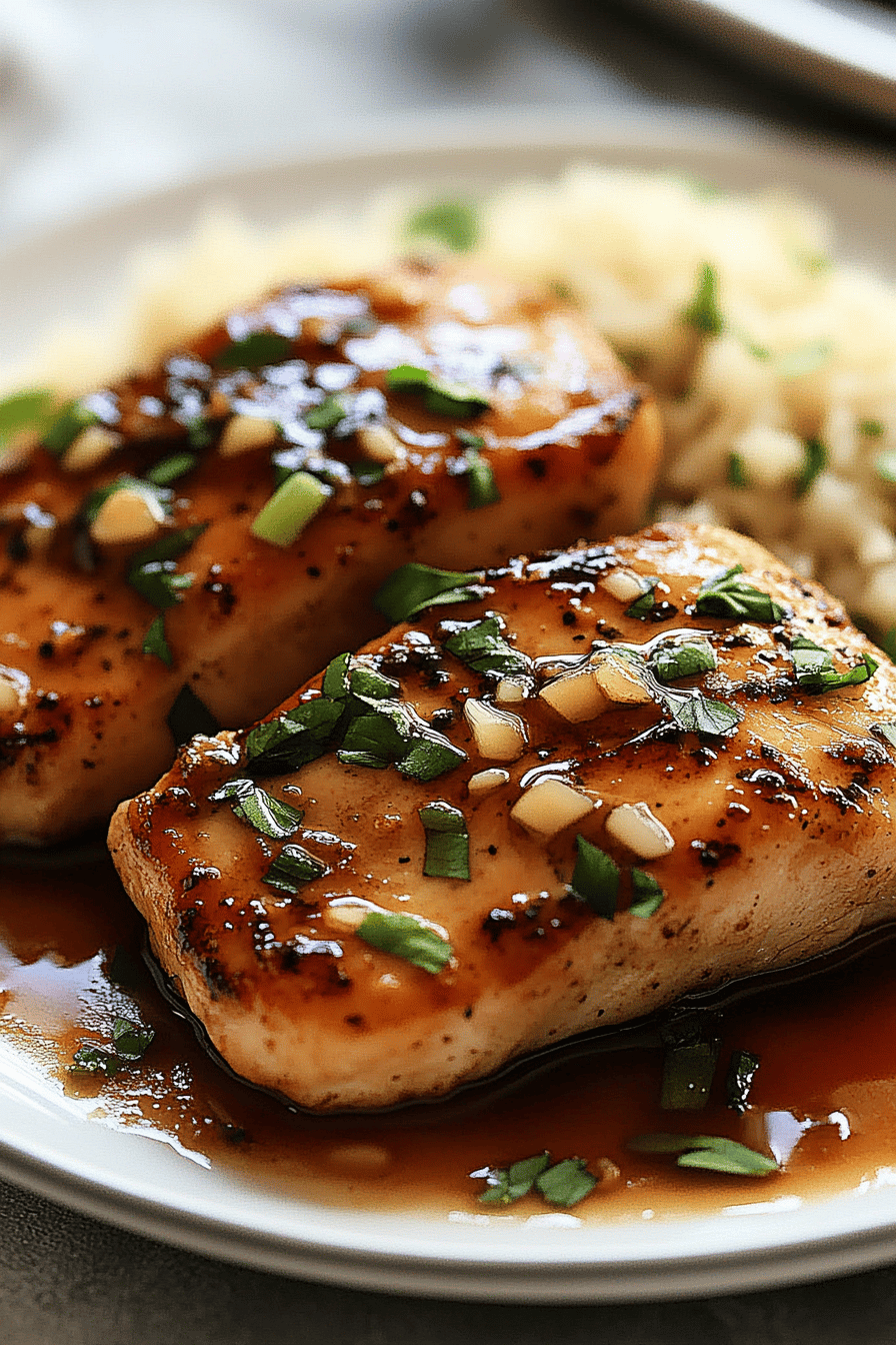 honey garlic chicken slice on plate showing perfect texture and swirl pattern