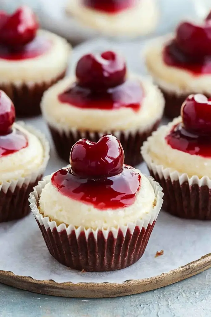 mini cherry cheesecakes
