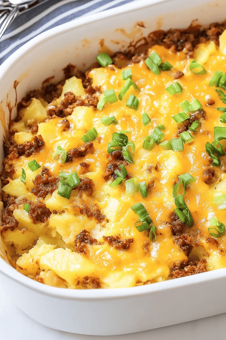 potato breakfast casserole slice on plate showing perfect texture and swirl pattern