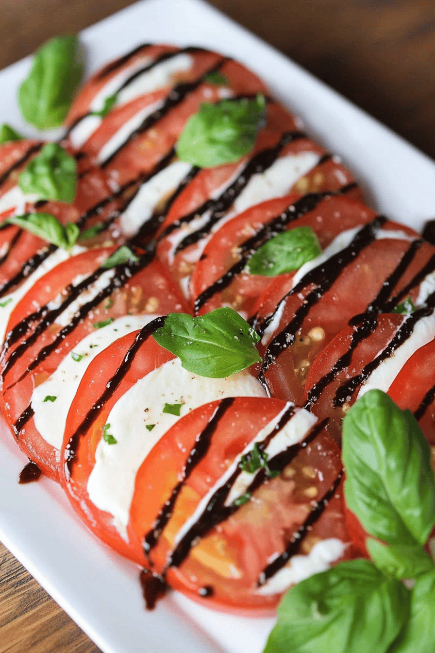 tomato mozzarella salad ingredients organized and measured on kitchen counter
