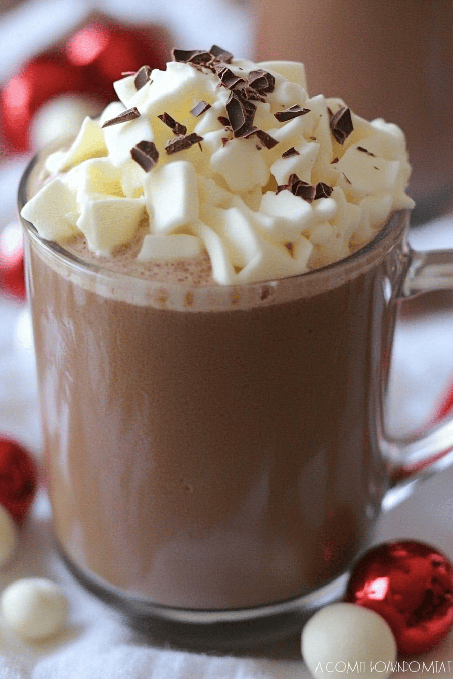 white chocolate hot cocoa slice on plate showing perfect texture and swirl pattern