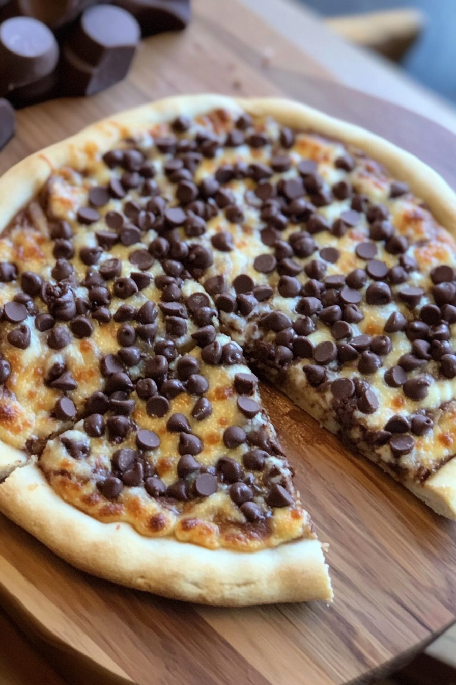 Chocolate chip dessert pizza
