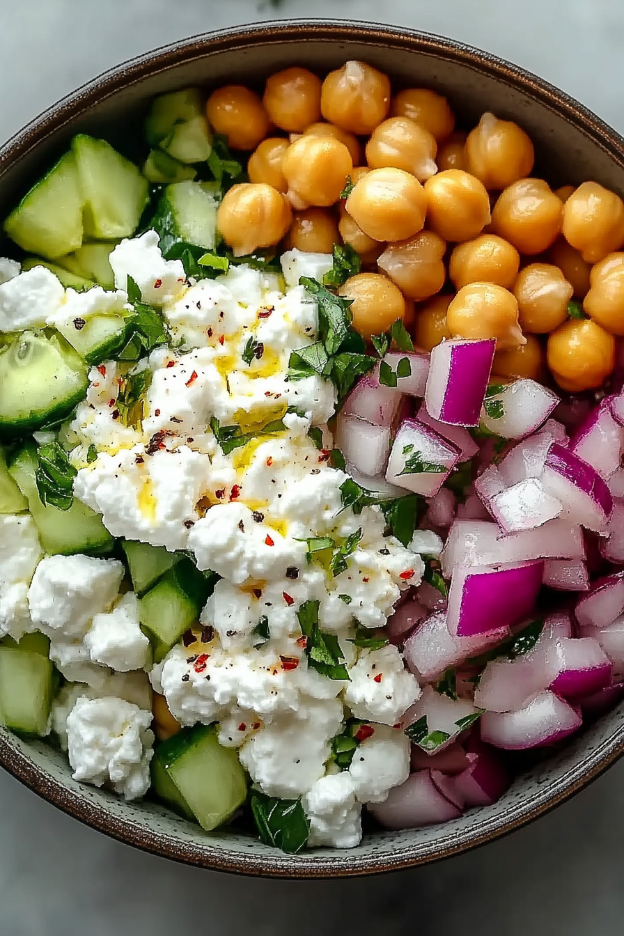 Cottage cheese chickpea salad