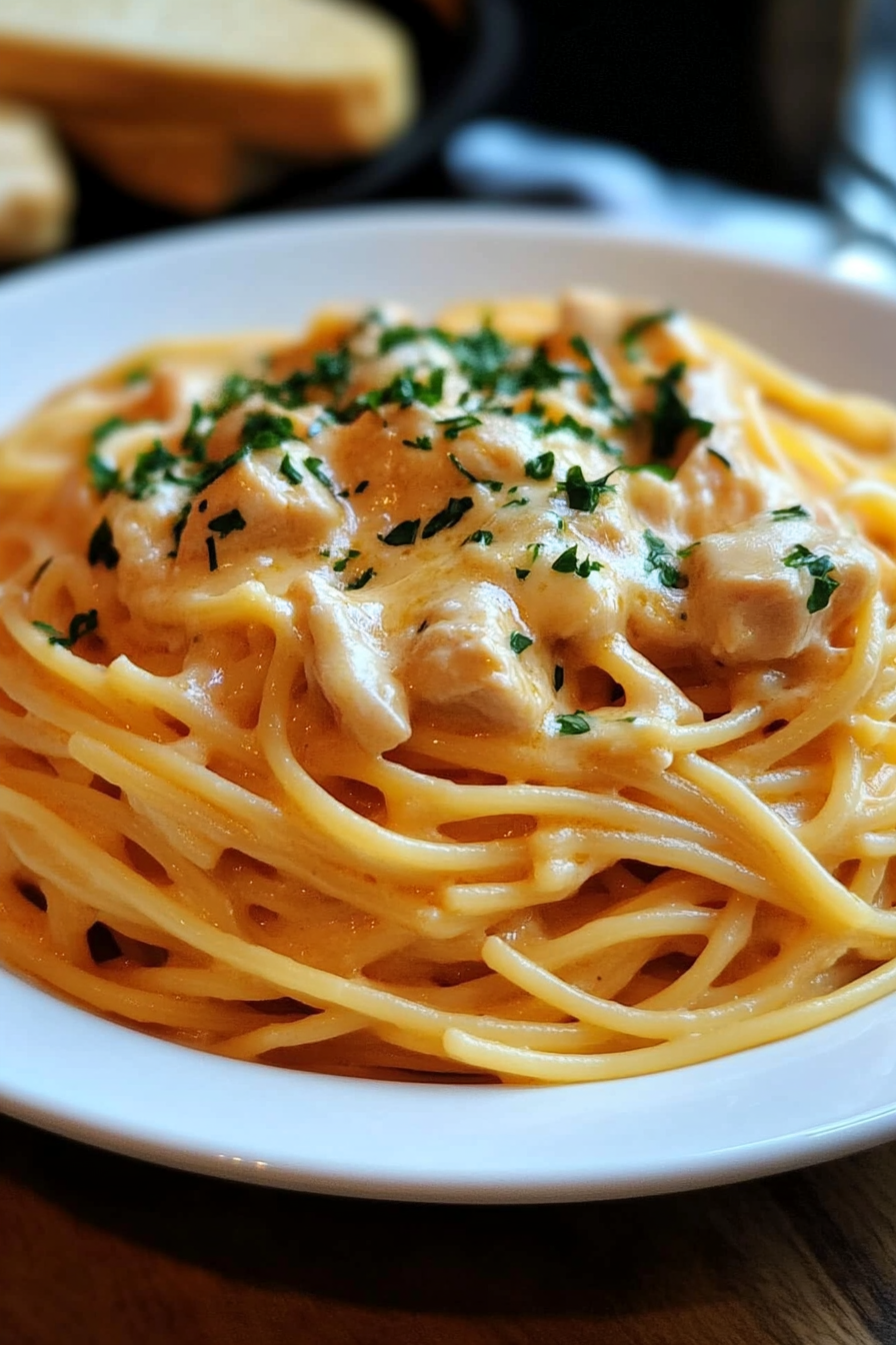 Crockpot chicken spaghetti