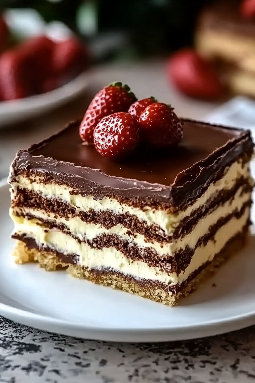 No Bake Chocolate Eclair Cake