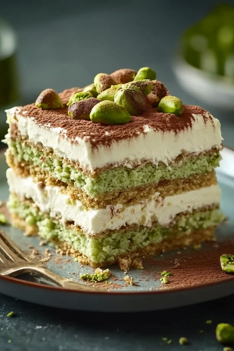 Pistachio cream tiramisu