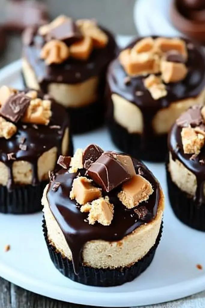 Reeses Peanut Butter Chocolate Mini Cheesecakes