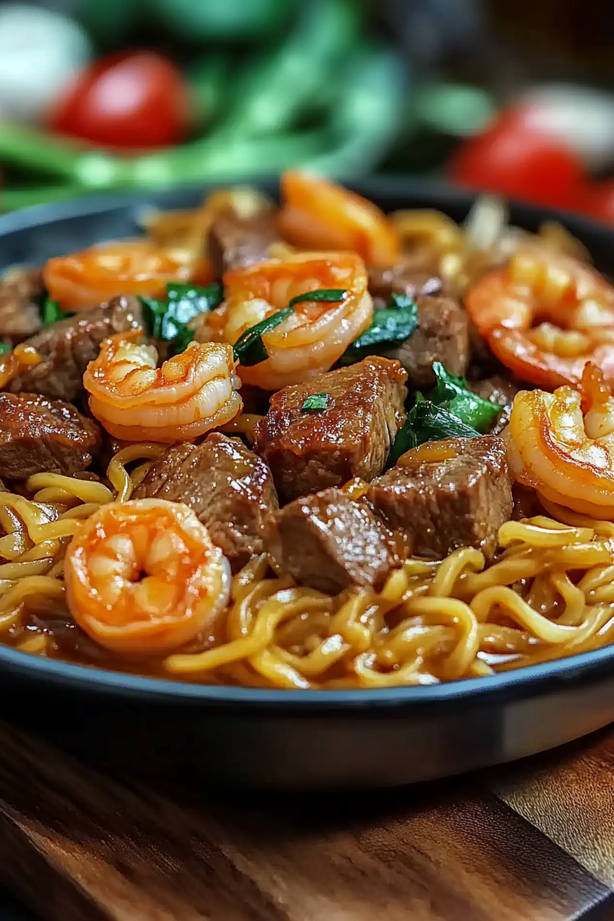 Steak Shrimp Noodles