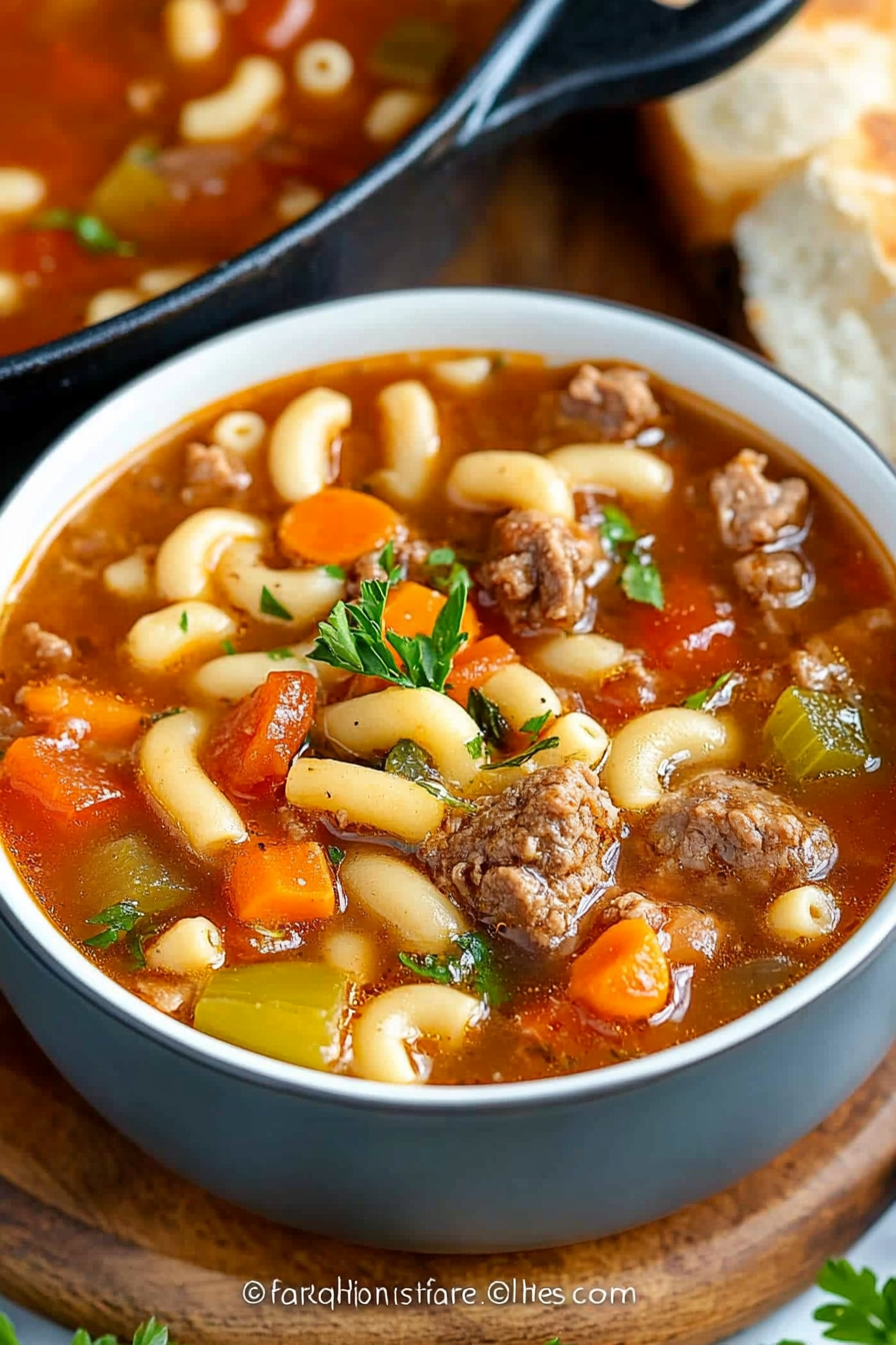 beef and macaroni soup
