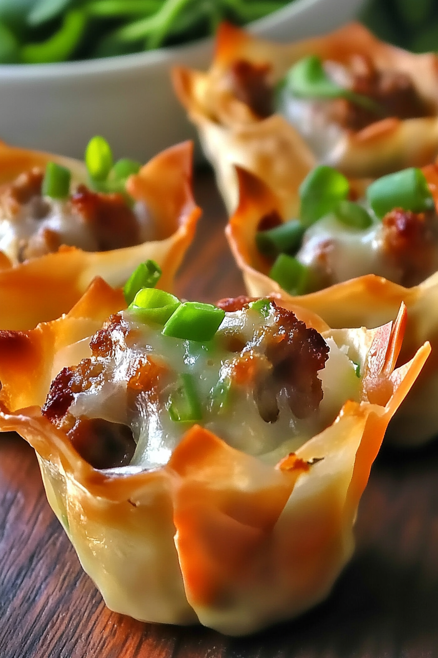 sausage wonton cups