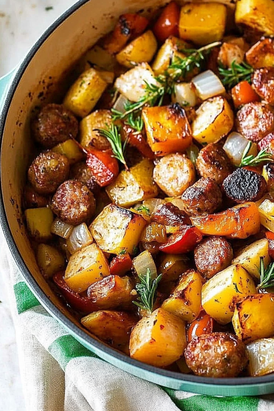 summer vegetables sausage skillet